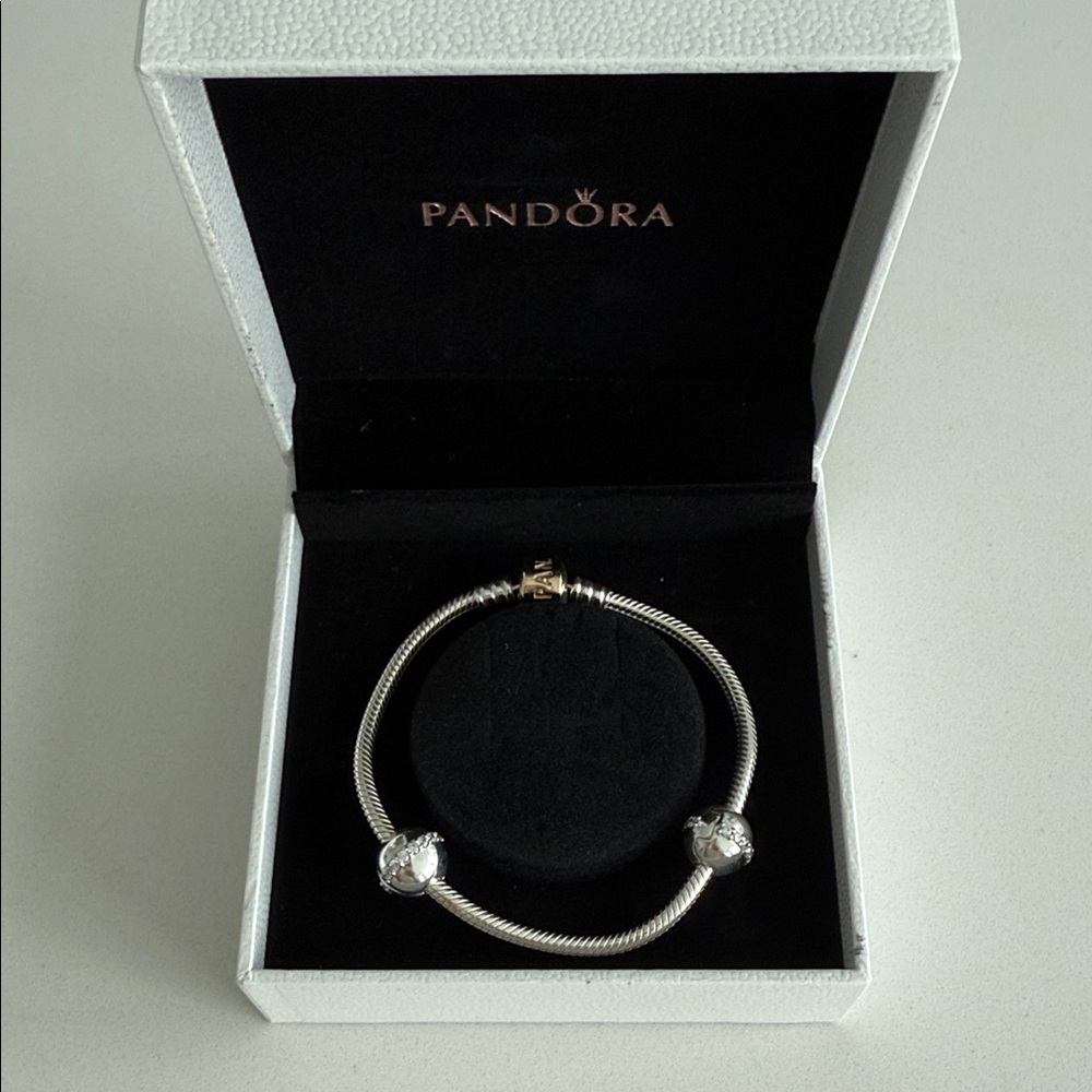 Pandora Silver Bracelet with Rhinestone Accents